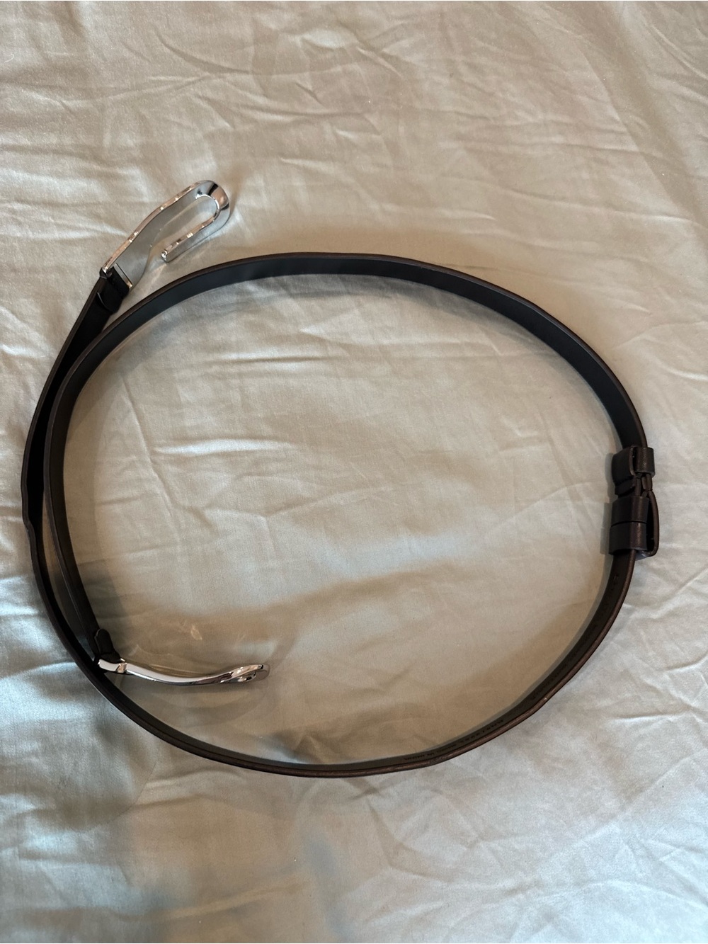 Chico's black leather belt with silver hardware